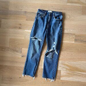 Distressed Ankle Straight Jeans (Curve Love)